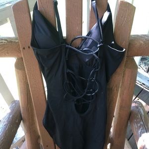 TA3 black deep plunge swimsuit